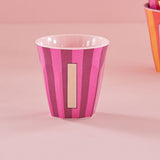Melamine Cup - I - Pink - Stripes van Rice | Kids Conceptstore Le Fanfare