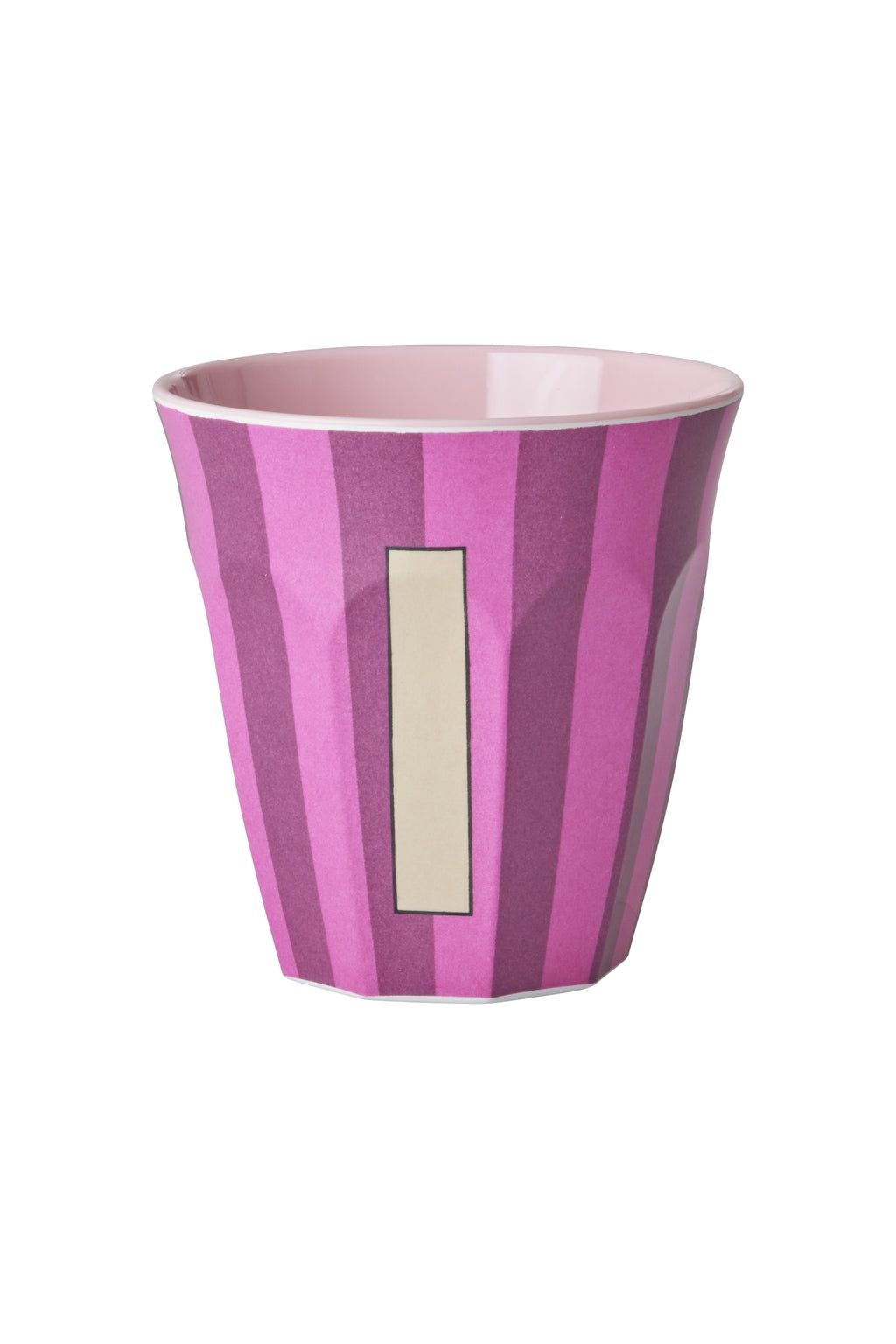 Melamine Cup - I - Pink - Stripes van Rice | Kids Conceptstore Le Fanfare