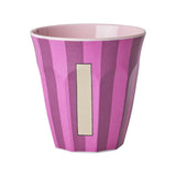 Melamine Cup - I - Pink - Stripes van Rice | Kids Conceptstore Le Fanfare