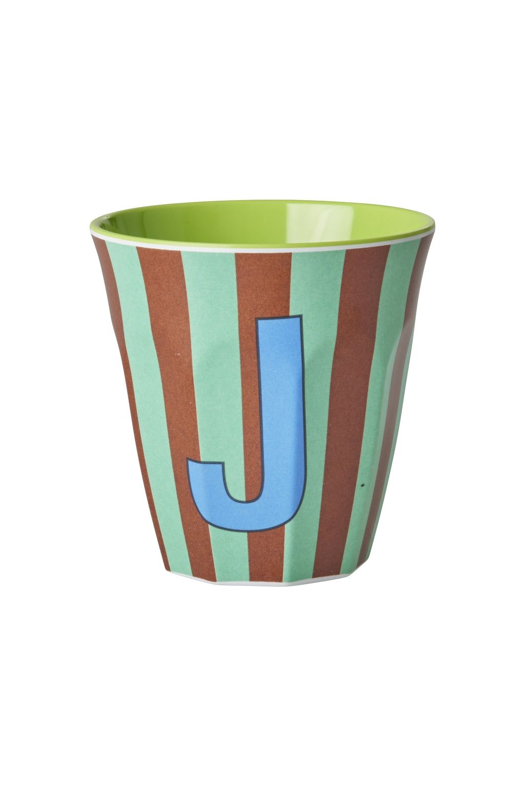Melamine Cup - J - Mint - Stripes van Rice | Kids Conceptstore Le Fanfare