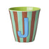 Melamine Cup - J - Mint - Stripes van Rice | Kids Conceptstore Le Fanfare