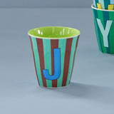 Melamine Cup - J - Mint - Stripes van Rice | Kids Conceptstore Le Fanfare
