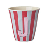 Melamine Cup - J - Red - Stripes van Rice | Kids Conceptstore Le Fanfare