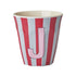 Melamine Cup - J - Red - Stripes van Rice | Kids Conceptstore Le Fanfare