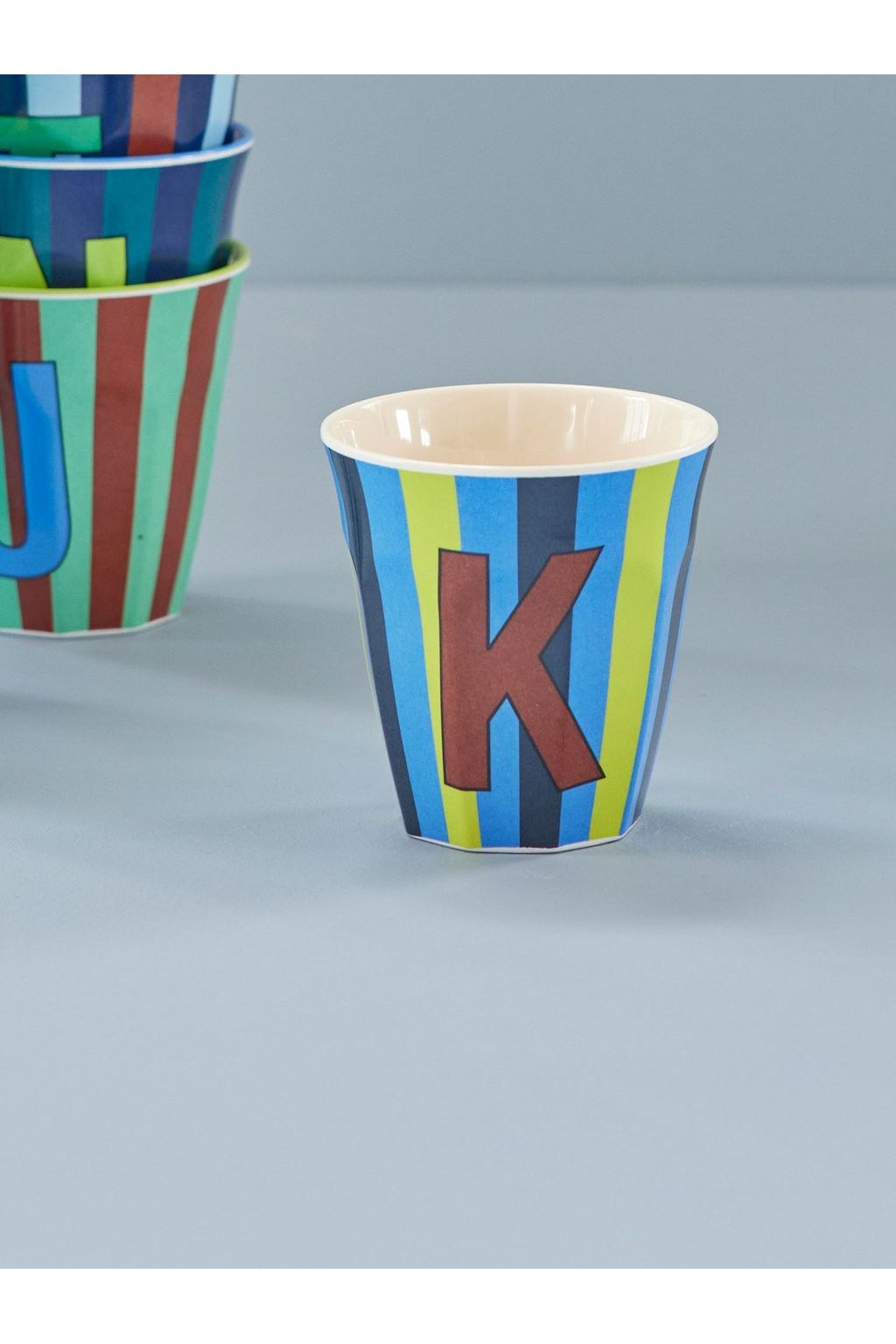 Melamine Cup - K - Blue - Stripes van Rice | Kids Conceptstore Le Fanfare