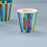 Melamine Cup - K - Blue - Stripes van Rice | Kids Conceptstore Le Fanfare