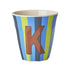 Melamine Cup - K - Blue - Stripes van Rice | Kids Conceptstore Le Fanfare
