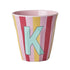Melamine Cup - K - Pink - Stripes van Rice | Kids Conceptstore Le Fanfare
