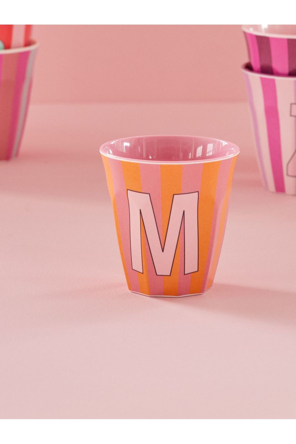 Melamine Cup - M - Orange - Stripes van Rice | Kids Conceptstore Le Fanfare