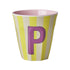 Melamine Cup - P - Soft Yellow - Stripes van Rice | Kids Conceptstore Le Fanfare
