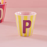 Melamine Cup - P - Soft Yellow - Stripes van Rice | Kids Conceptstore Le Fanfare