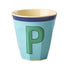Melamine Cup - P - Vintage - Mint van Rice | Kids Conceptstore Le Fanfare