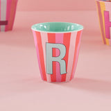 Melamine Cup - R - Pink - Stripes van Rice | Kids Conceptstore Le Fanfare