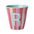 Melamine Cup - R - Pink - Stripes van Rice | Kids Conceptstore Le Fanfare