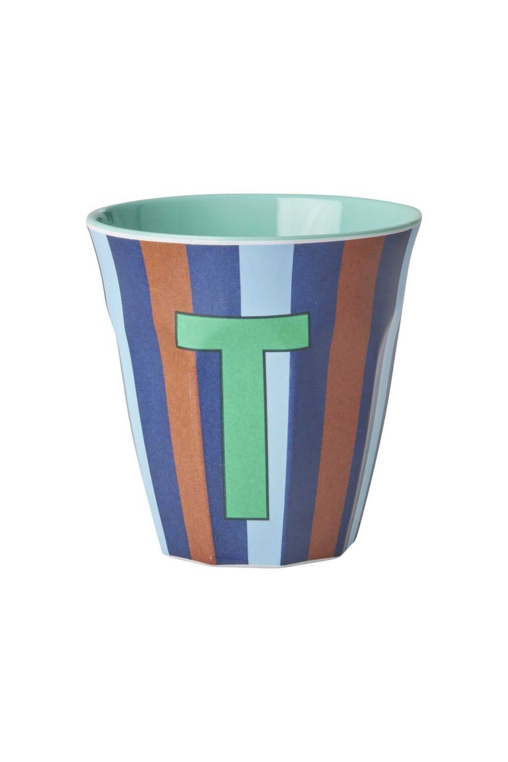 Melamine Cup - T - Blue - Stripes van Rice | Kids Conceptstore Le Fanfare