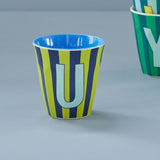 Melamine Cup - U - Green - Stripes van Rice | Kids Conceptstore Le Fanfare