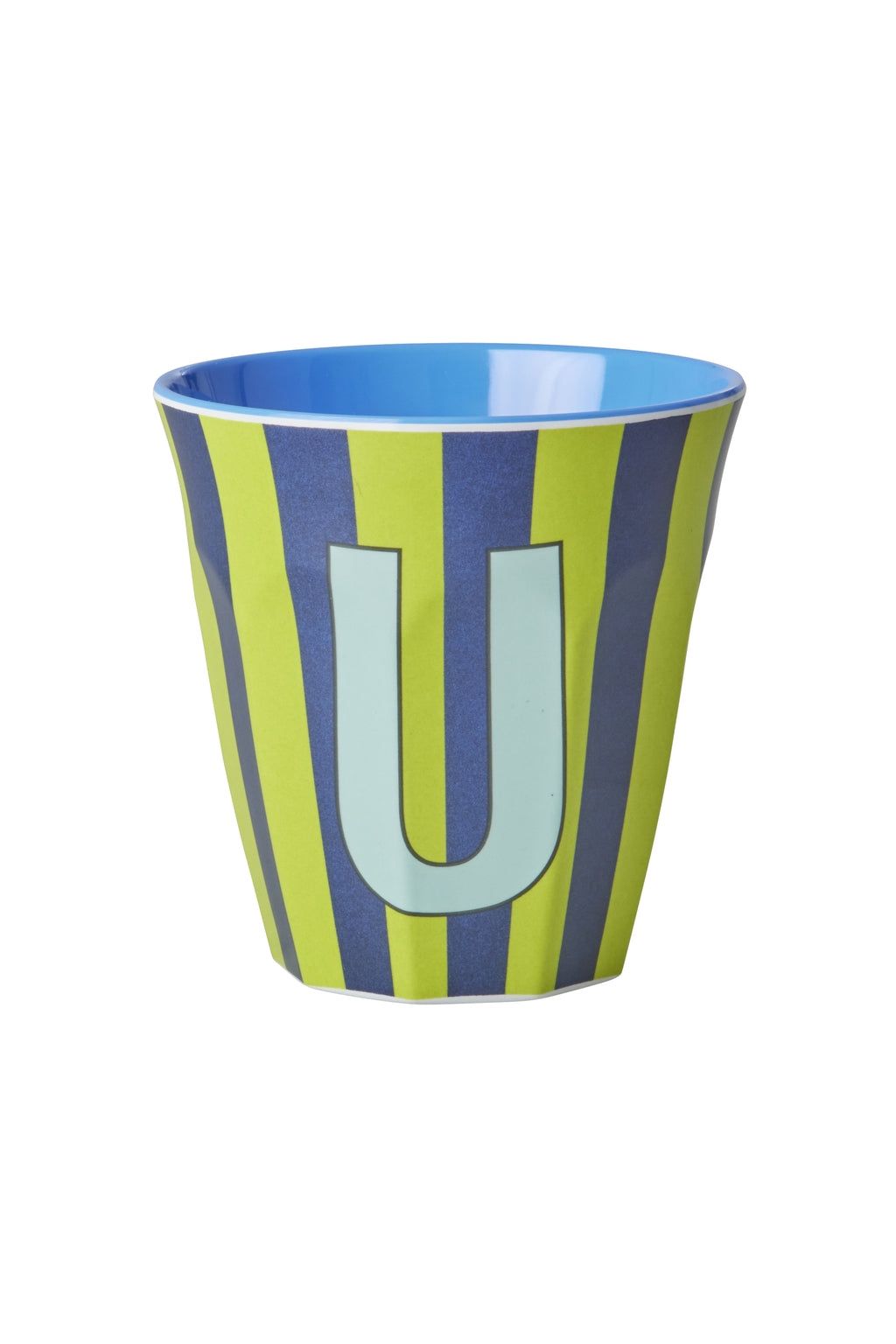 Melamine Cup - U - Green - Stripes van Rice | Kids Conceptstore Le Fanfare