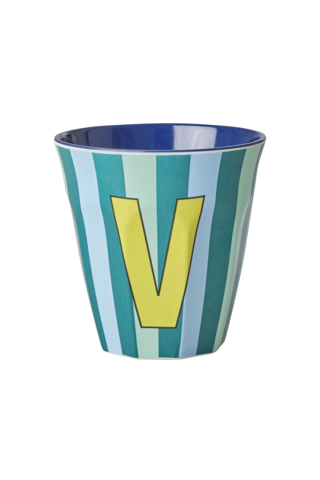 Melamine Cup - V - Multicolor Blue - Stripes van Rice | Kids Conceptstore Le Fanfare
