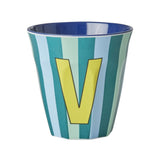 Melamine Cup - V - Multicolor Blue - Stripes van Rice | Kids Conceptstore Le Fanfare