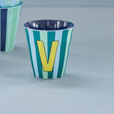 Melamine Cup - V - Multicolor Blue - Stripes van Rice | Kids Conceptstore Le Fanfare