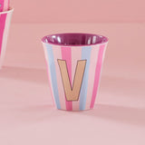 Melamine Cup - V - Multicolor Pink - Stripes van Rice | Kids Conceptstore Le Fanfare