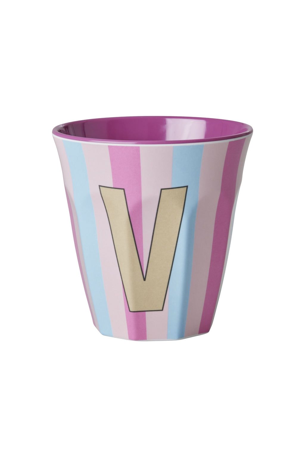 Melamine Cup - V - Multicolor Pink - Stripes van Rice | Kids Conceptstore Le Fanfare