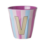 Melamine Cup - V - Multicolor Pink - Stripes van Rice | Kids Conceptstore Le Fanfare