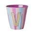 Melamine Cup - V - Multicolor Pink - Stripes van Rice | Kids Conceptstore Le Fanfare