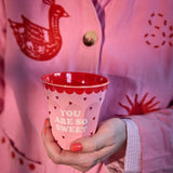 Melamine Cup with Pink Snoopy Print - Medium van Rice | Kids Conceptstore Le Fanfare