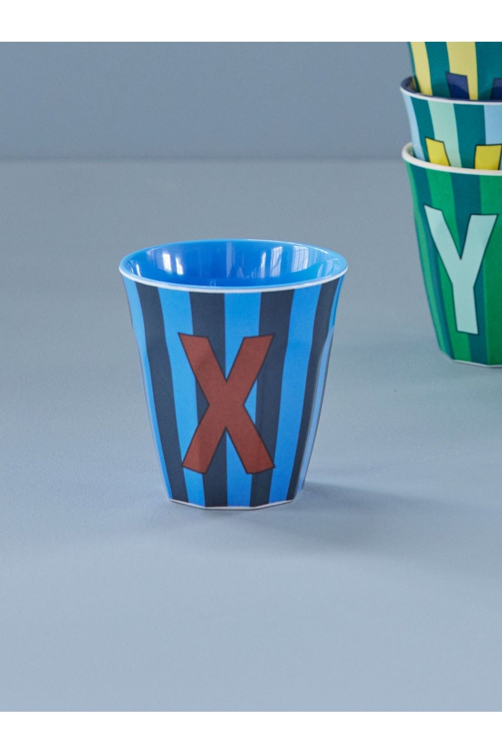 Melamine Cup - X - Multicolor Blue - Stripes van Rice | Kids Conceptstore Le Fanfare