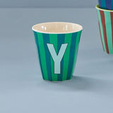 Melamine Cup - Y - Green - Stripes van Rice | Kids Conceptstore Le Fanfare