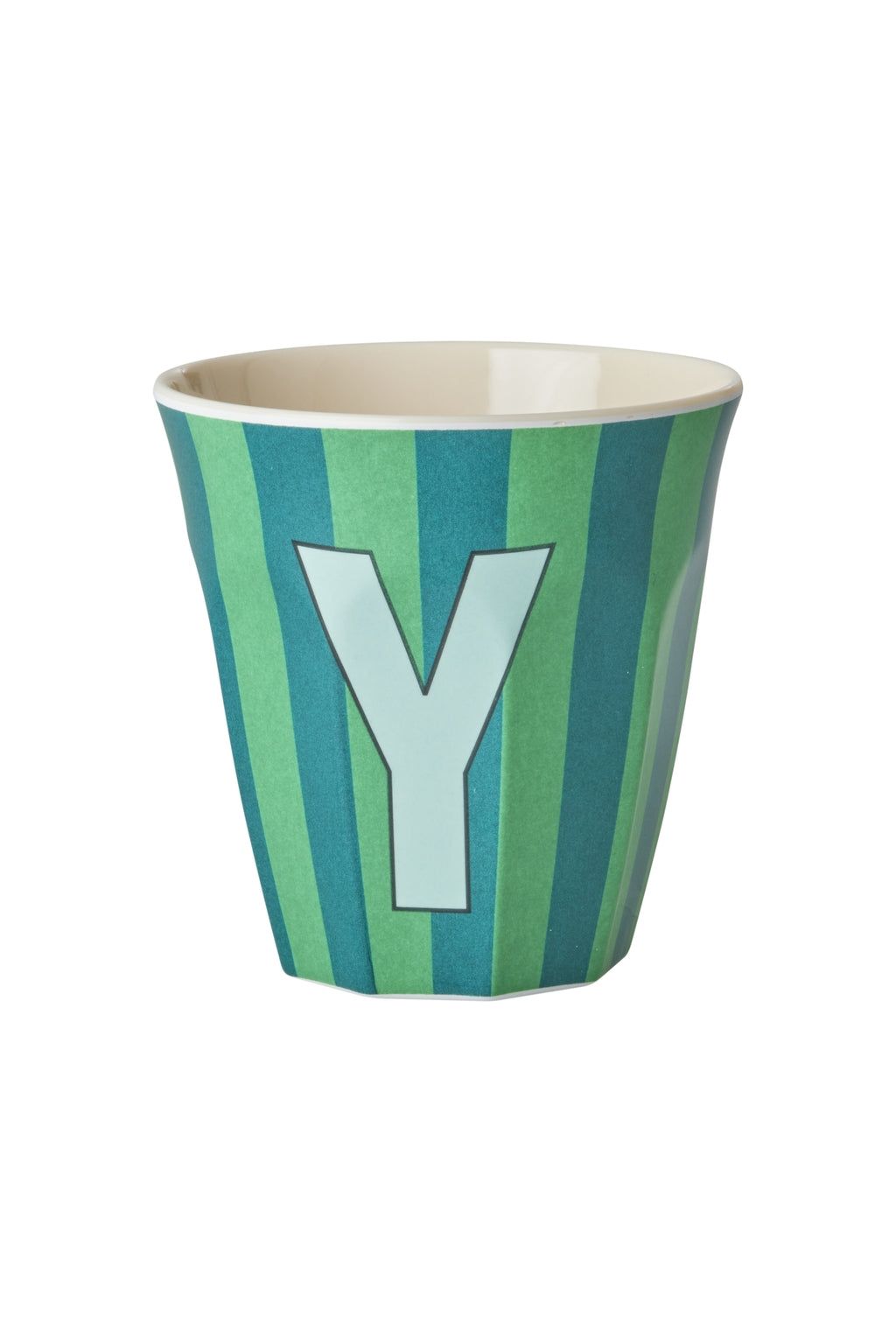 Melamine Cup - Y - Green - Stripes van Rice | Kids Conceptstore Le Fanfare