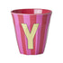 Melamine Cup - Y - Multicolor Pink - Stripes van Rice | Kids Conceptstore Le Fanfare