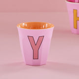 Melamine Cup - Y - Pink van Rice | Kids Conceptstore Le Fanfare