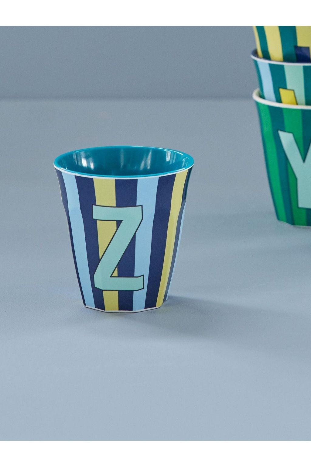 Melamine Cup - Z - Blue - Stripes van Rice | Kids Conceptstore Le Fanfare