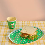 Melamine Rectangular Plate with Green Snoopy Print van Rice | Kids Conceptstore Le Fanfare