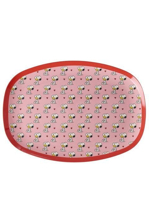 Melamine Rectangular Plate with Pink Snoopy Print van Rice | Kids Conceptstore Le Fanfare