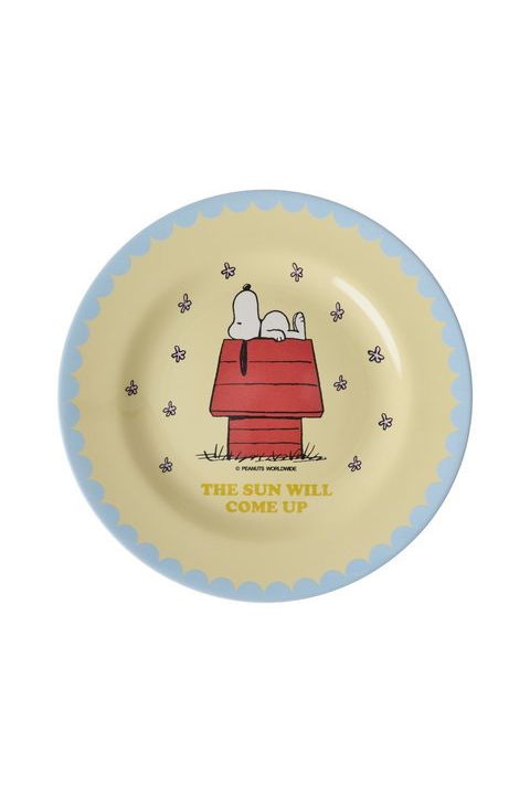 Melamine Side Plate with Cream Snoopy Print van Rice | Kids Conceptstore Le Fanfare