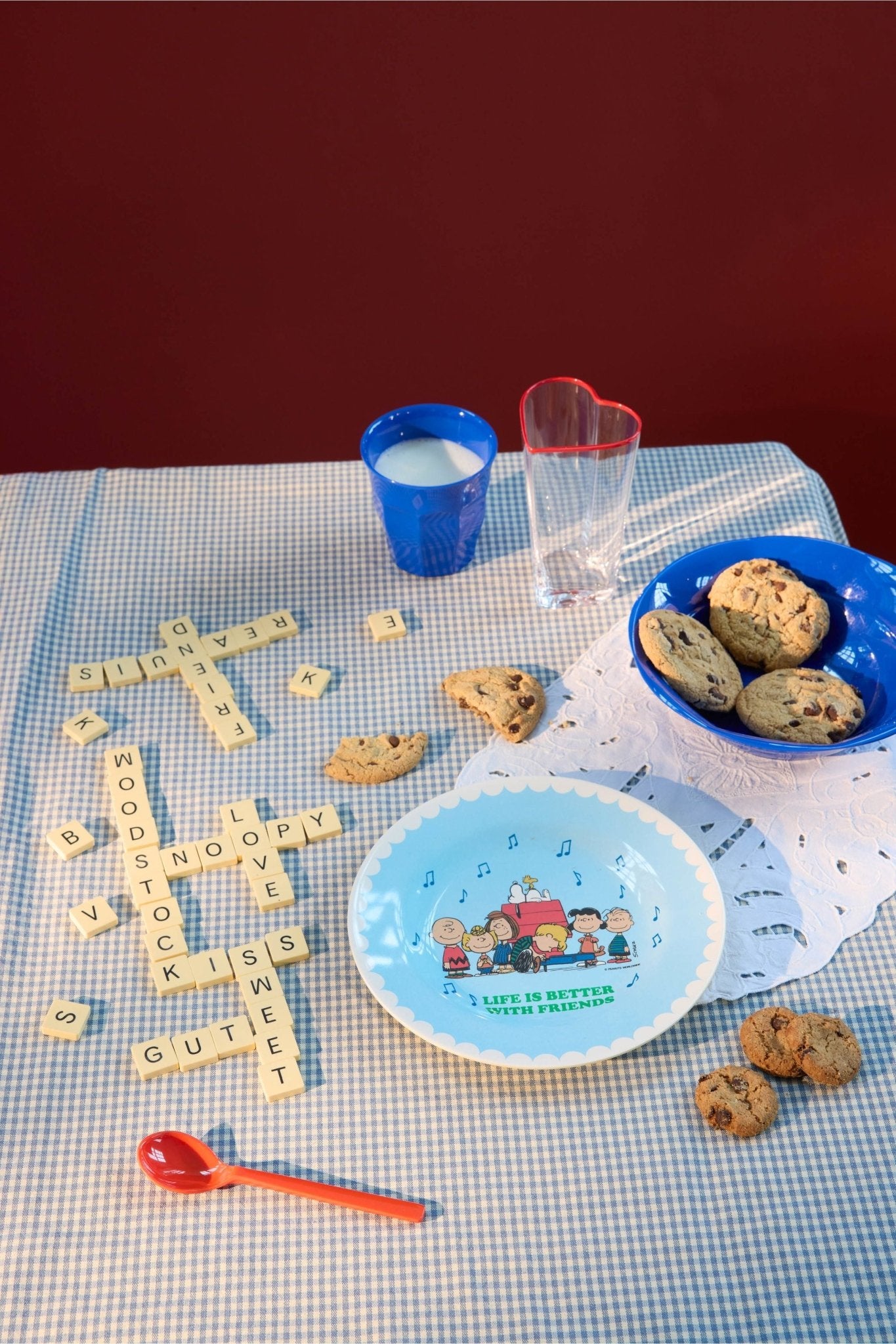 Melamine Side Plate with Soft Blue Snoopy Print van Rice | Kids Conceptstore Le Fanfare