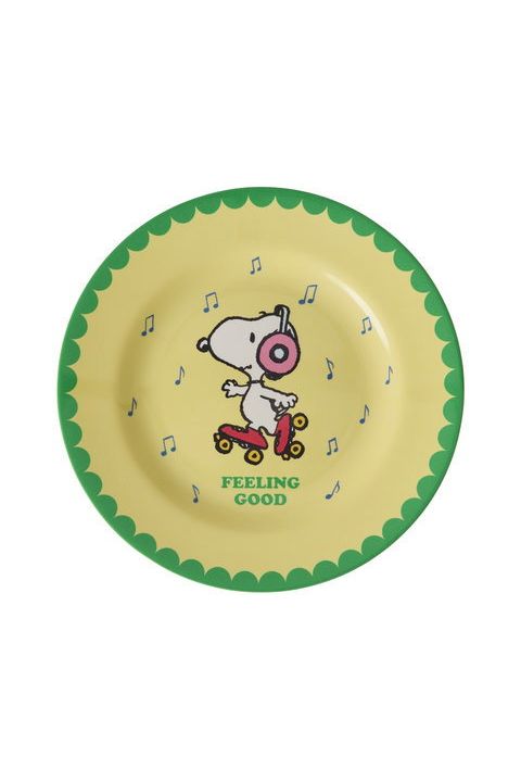 Melamine Side Plate with Yellow Snoopy Print van Rice | Kids Conceptstore Le Fanfare