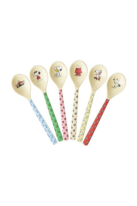 Melamine Teaspoon in 6 Asst. Snoopy Prints van Rice | Kids Conceptstore Le Fanfare