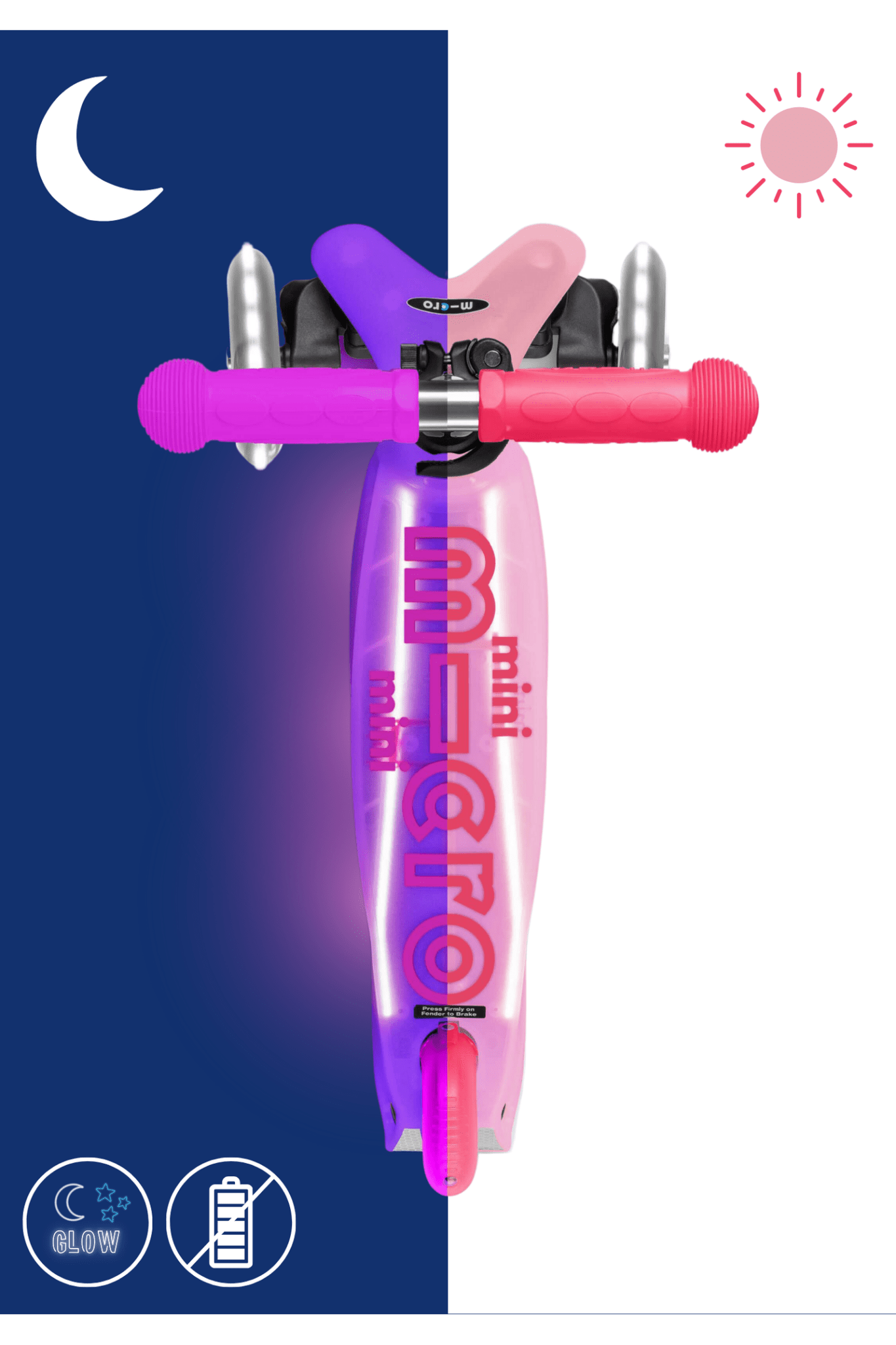 Micro Mini Deluxe Glow LED Plus frosty pink van Micro Step | Kids Conceptstore Le Fanfare