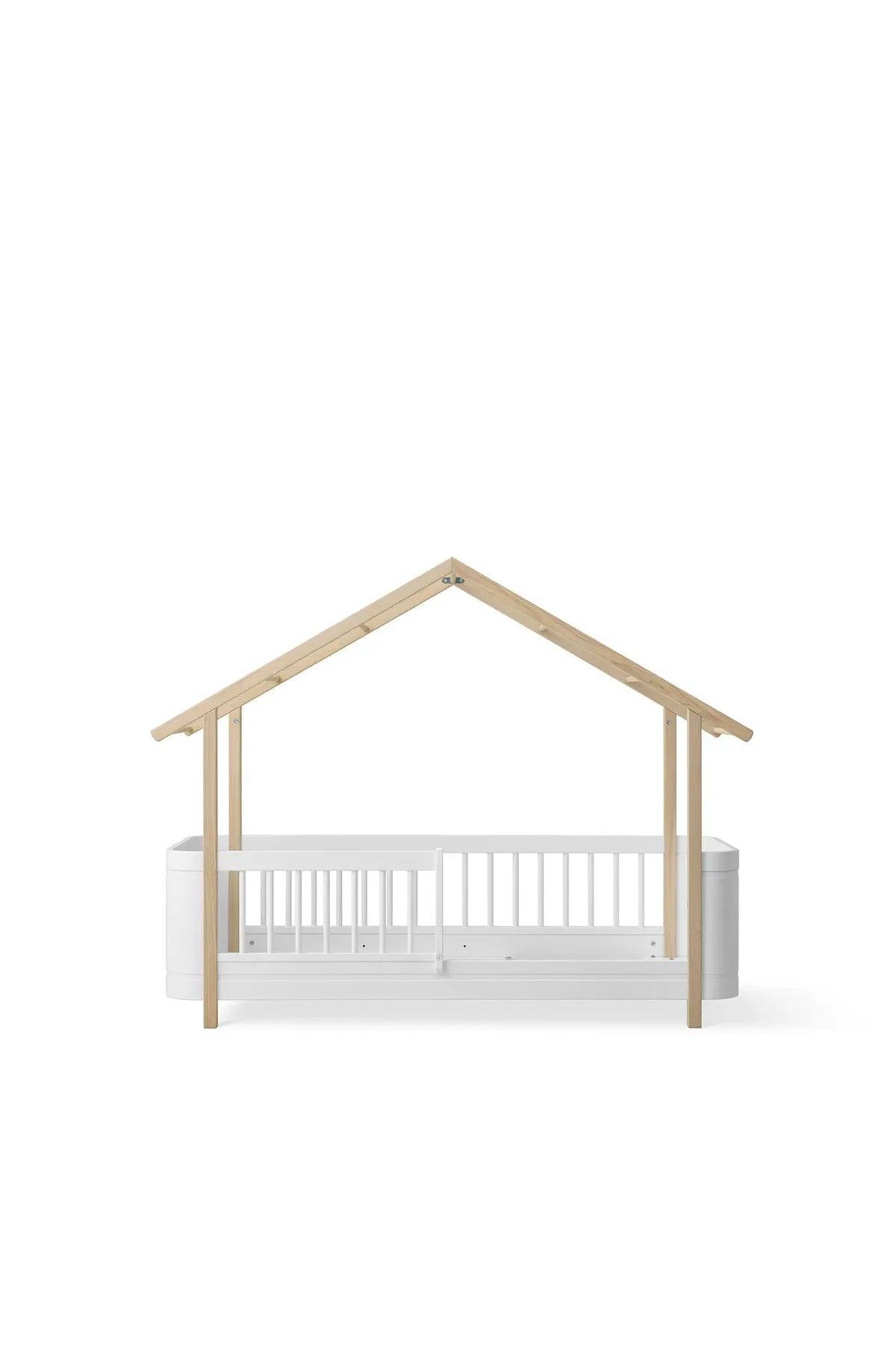 Mini+ house bed, 68x162 cm, white/oak van Oliver Furniture | Kids Conceptstore Le Fanfare