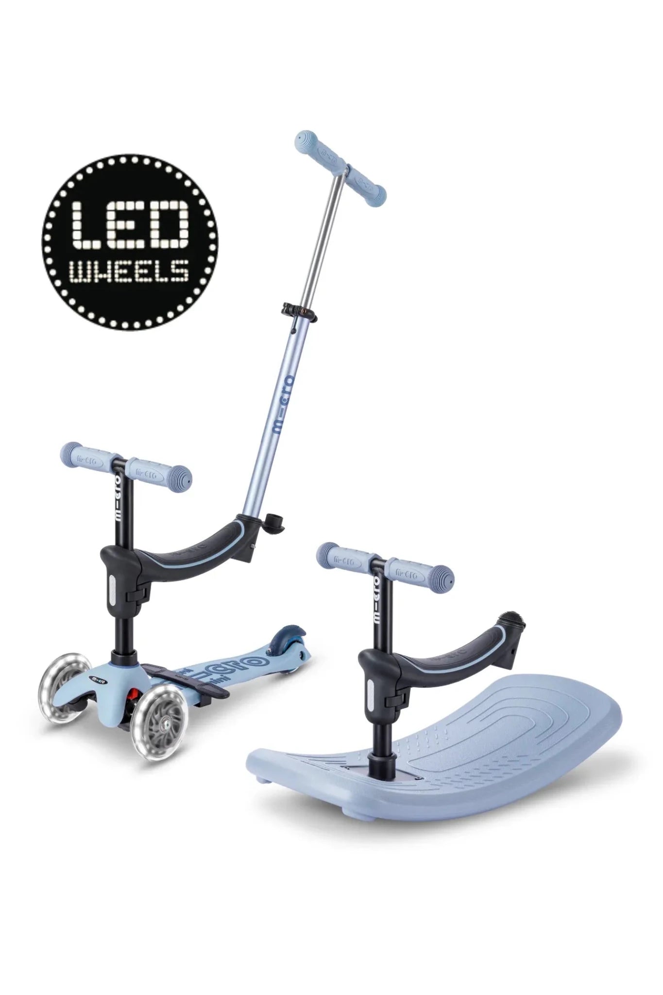 Mini Micro 6in1 Rock & Go LED blauw van Micro Step | Kids Conceptstore Le Fanfare