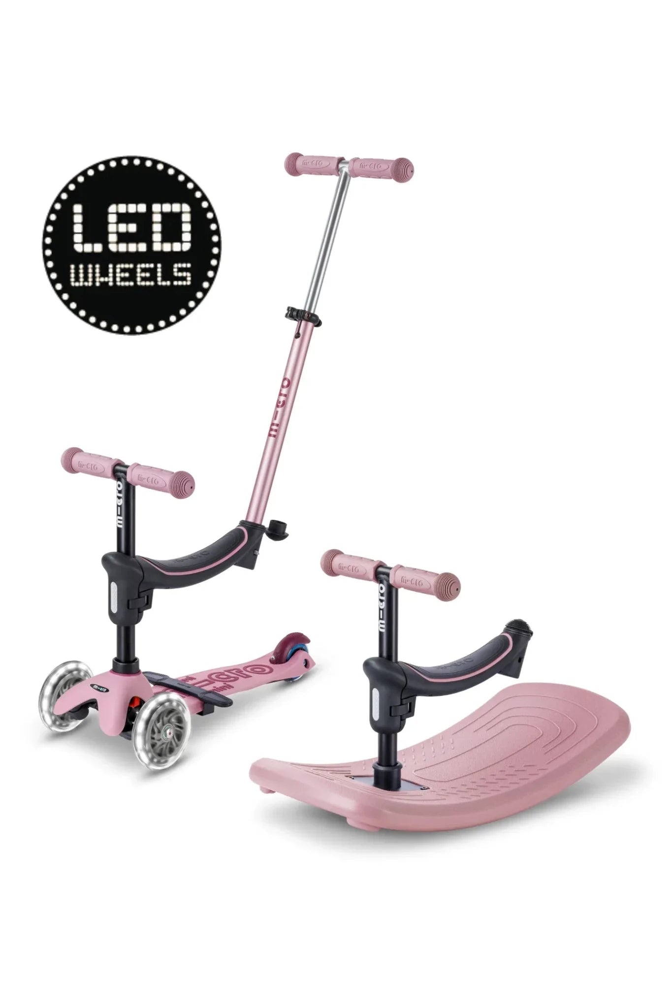 Mini Micro 6in1 Rock & Go LED roze van Micro Step | Kids Conceptstore Le Fanfare