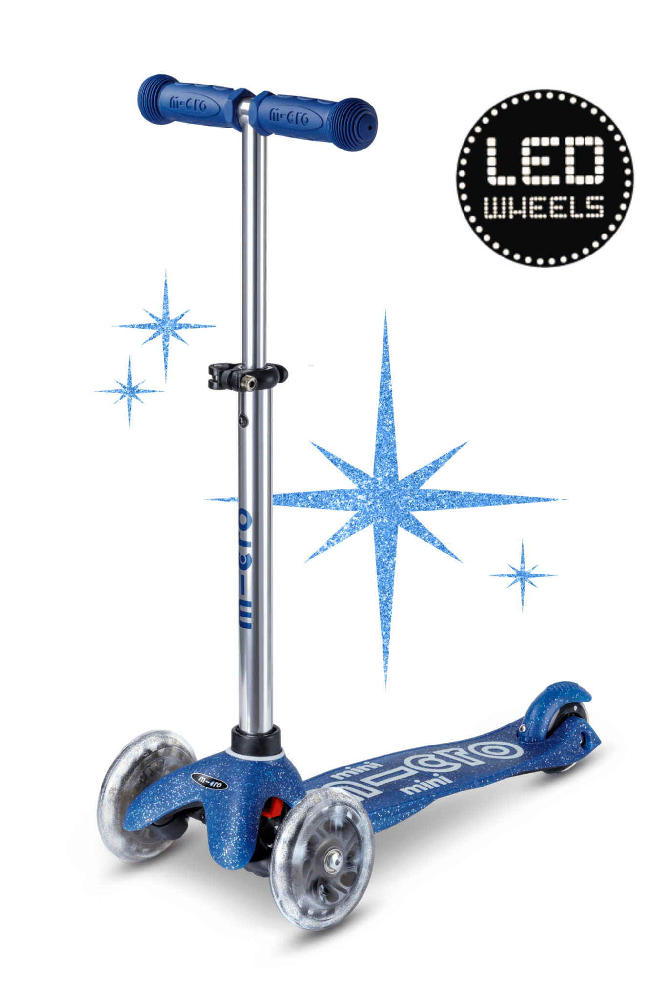 Mini Micro Step Deluxe Glitter LED Blue van Micro Step | Kids Conceptstore Le Fanfare
