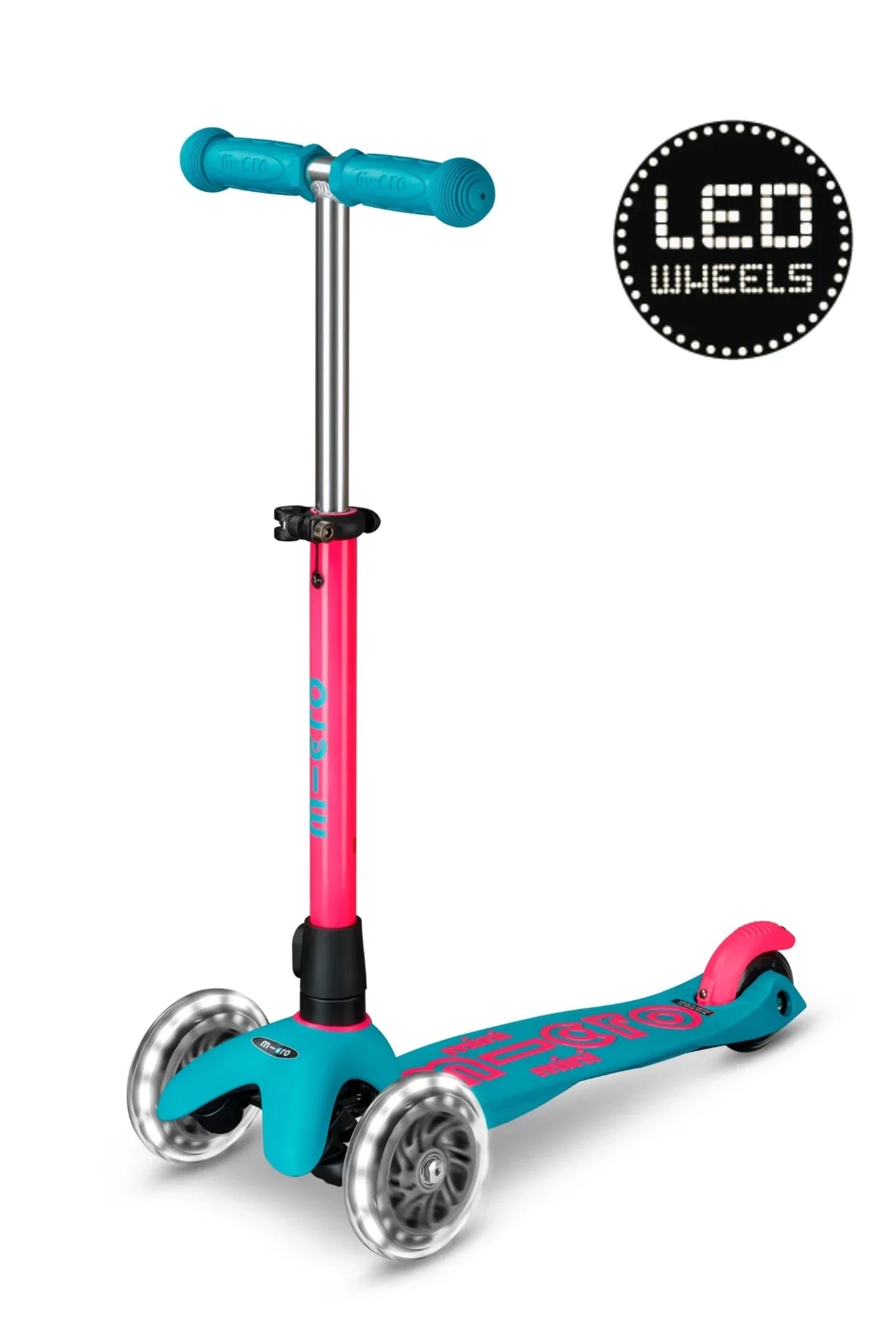 Mini Micro step Deluxe LED Neon Aqua/Roze van Micro Step | Kids Conceptstore Le Fanfare