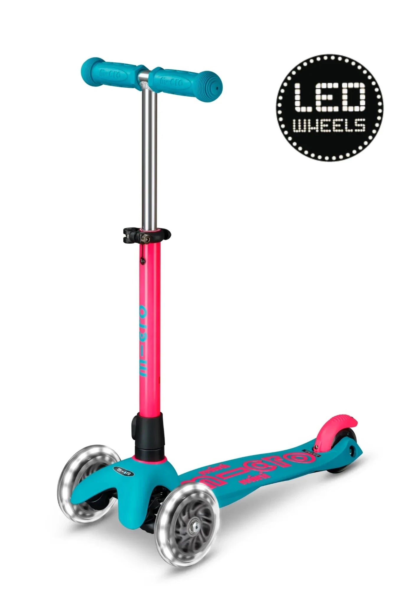 Mini Micro step Deluxe LED Neon Aqua/Roze van Micro Step | Kids Conceptstore Le Fanfare