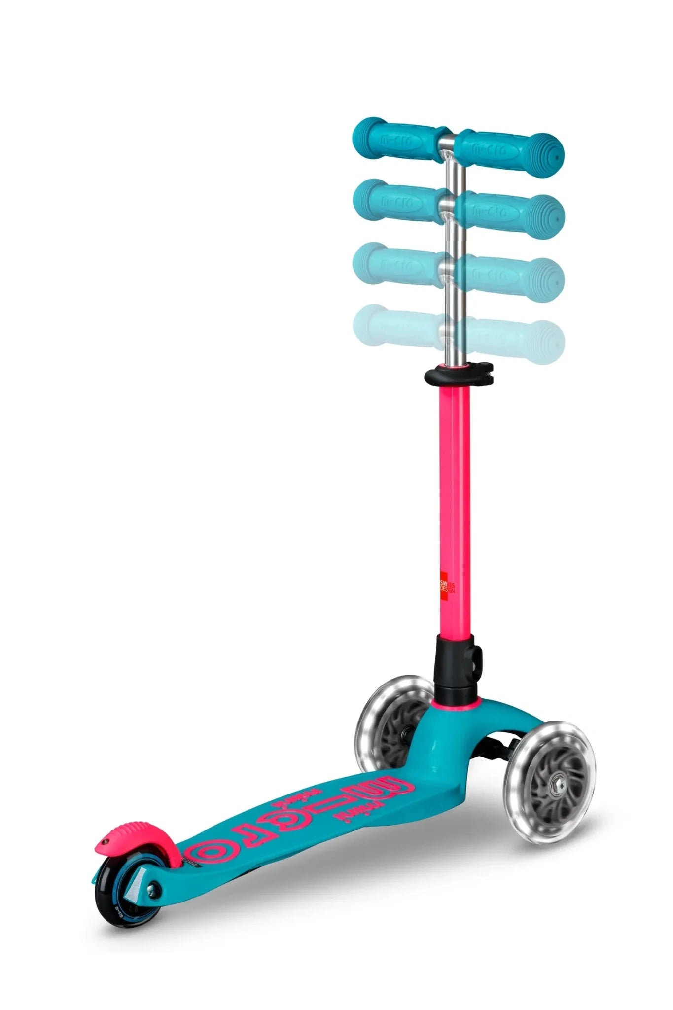 Mini Micro step Deluxe LED Neon Aqua/Roze van Micro Step | Kids Conceptstore Le Fanfare