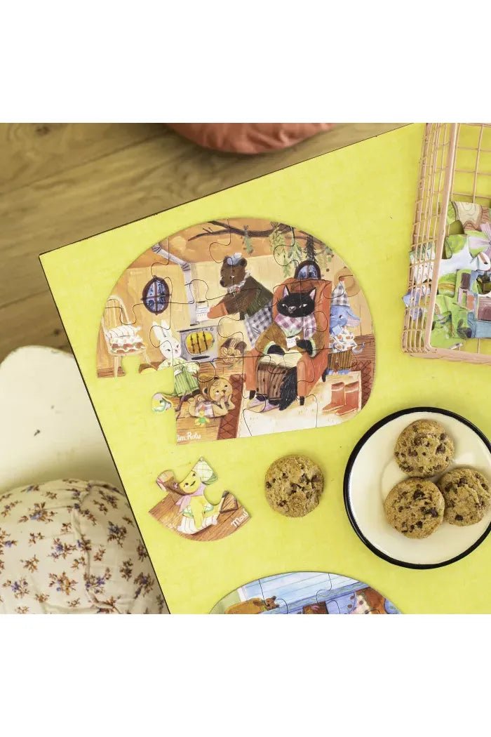 Mini puzzel (4 x 12 st) - Les Minouchkas van Moulin Roty | Kids Conceptstore Le Fanfare